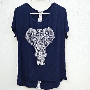 French Pastry Navy Blue Elephant Graphic Tee